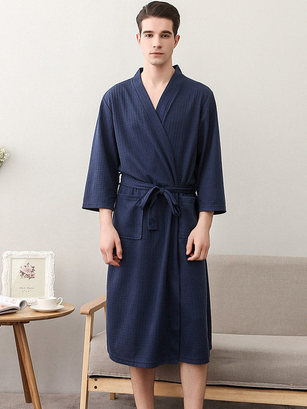 Robe de pyjama fine à bandage solide et confortable