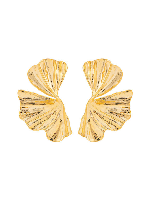 Boucles d'oreilles géométriques plissées couleur unie