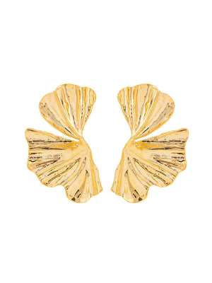 Boucles d'oreilles géométriques plissées couleur unie