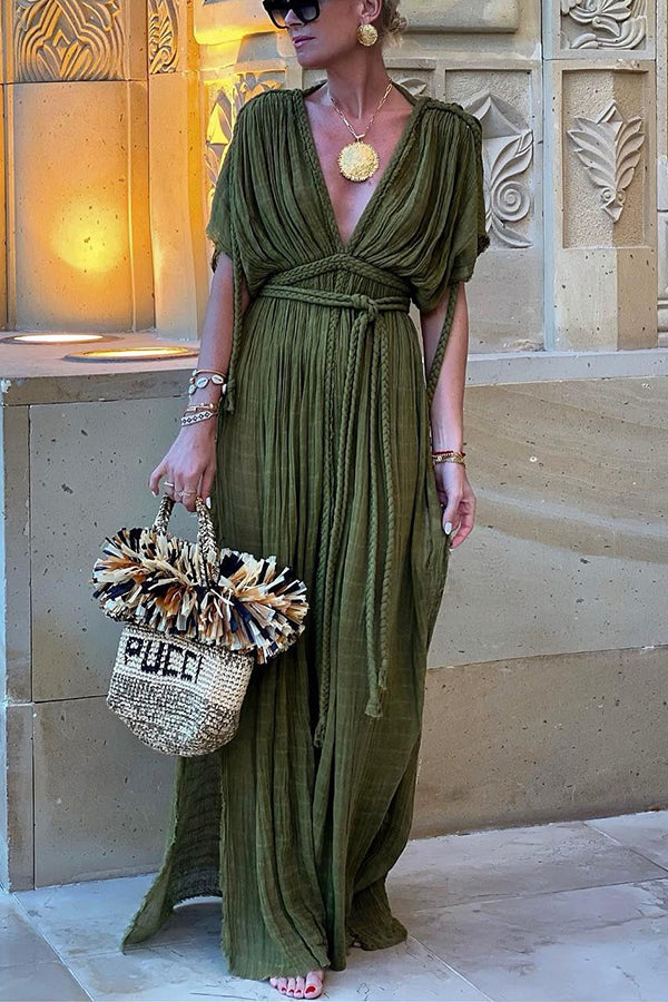 Junia - Robe maxi avec col halter et dos nu, parfaite pour les vacances