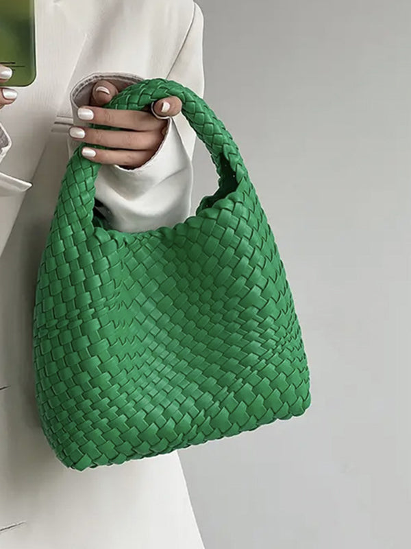 Sac à main tressé couleur unie