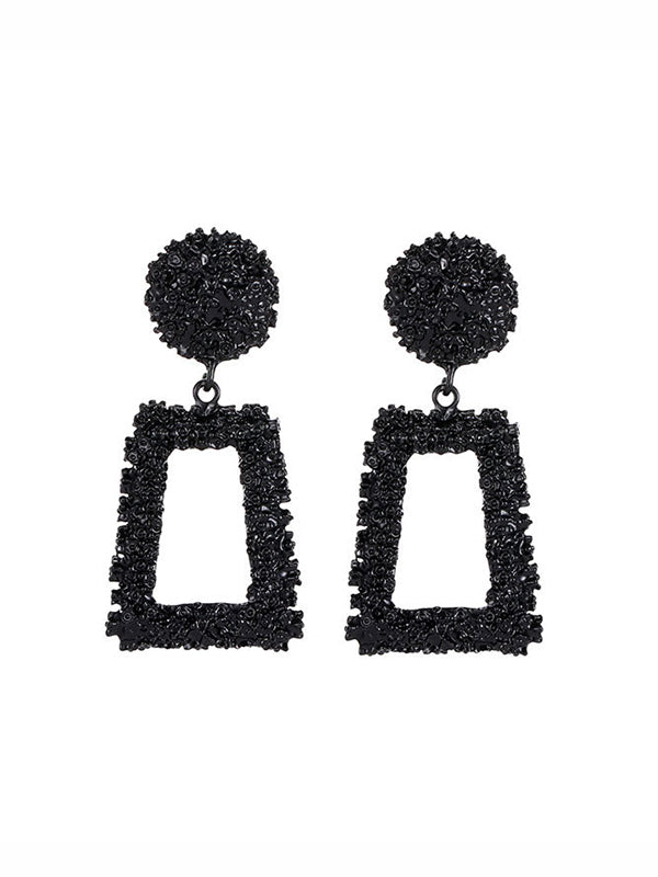 Boucles d'oreilles pendantes géométriques ajourées couleur unie