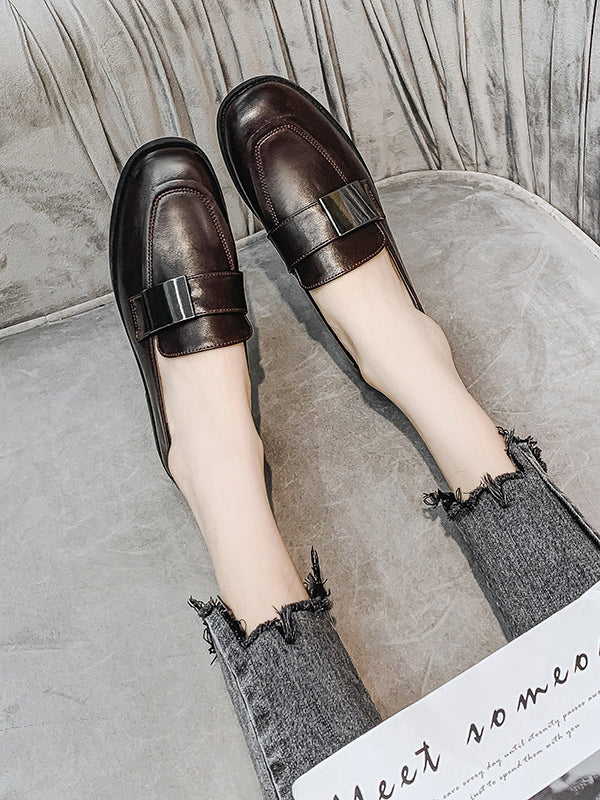Mocassins à bout carré à coupe peu profonde