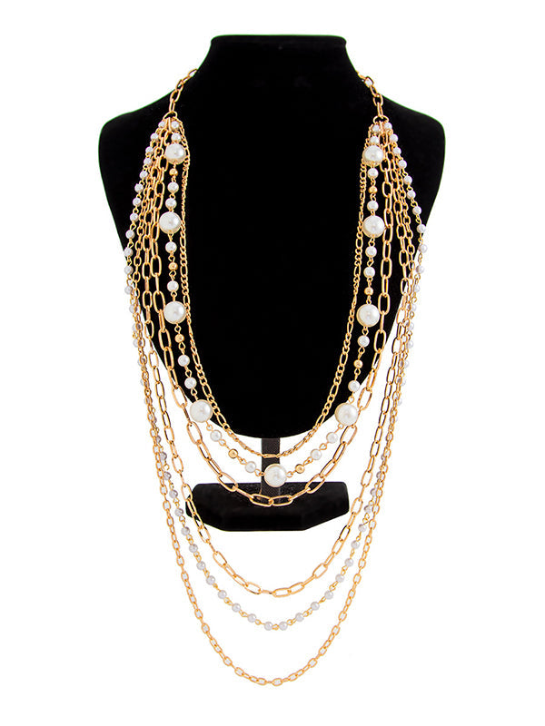 Collier géométrique superposé normcore