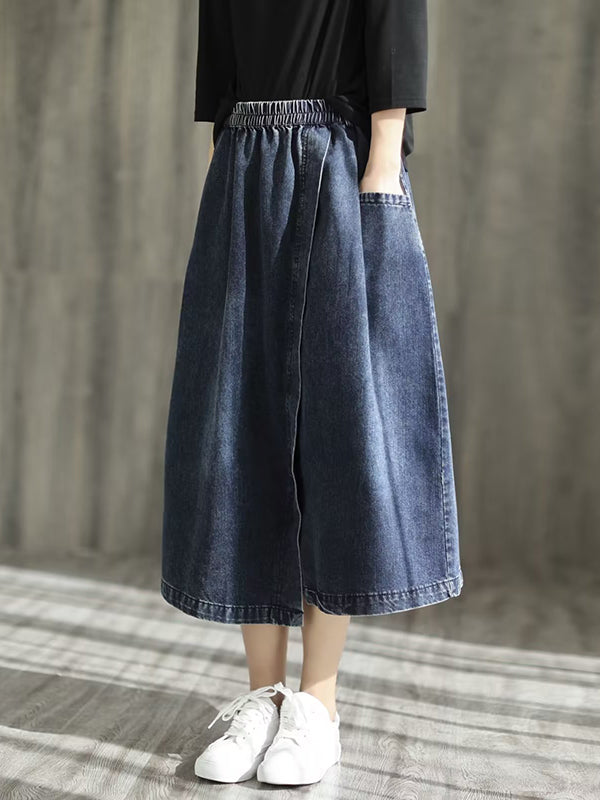 Jupe ample asymétrique à taille élastique, à empiècements