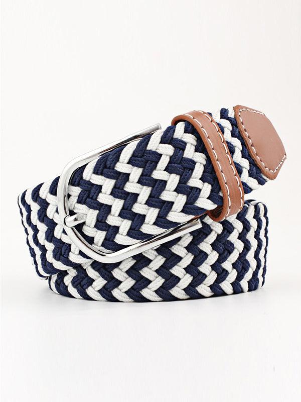 Ceinture tissée de couleurs contrastées simples, 20 couleurs