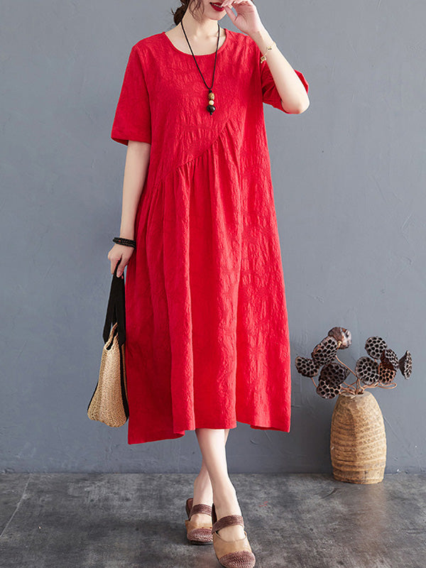 Robe irrégulière de couleur unie en mélange de coton