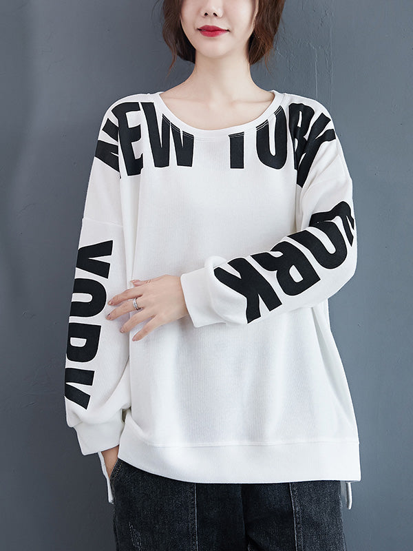 Sweat-shirt élégant à col rond et lettres imprimées