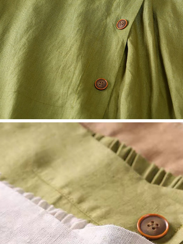 Jupe simple décontractée ample à taille élastique, en coton et ramie
