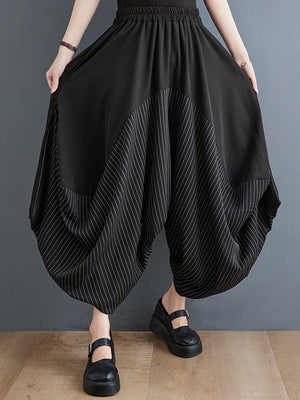 Sarouel coupe irrégulière à empiècements rayé pantalons décontractés bas