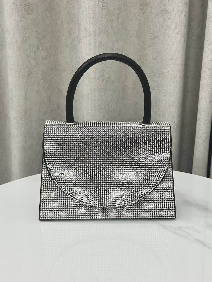 Pochette de soirée géométrique brillante à strass