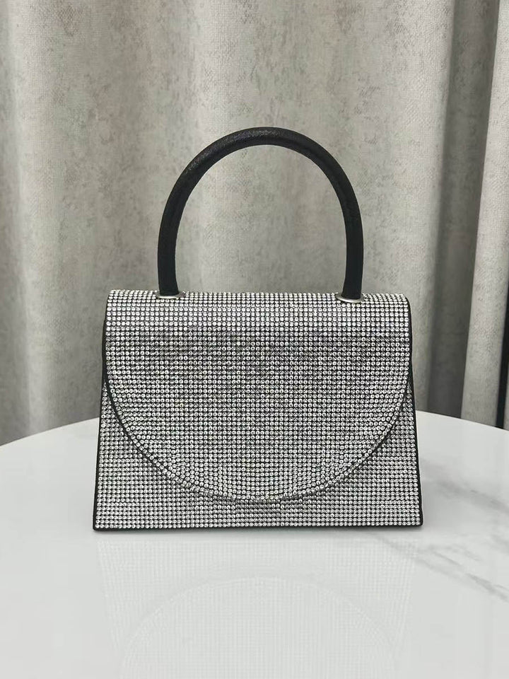 Pochette de soirée géométrique brillante à strass