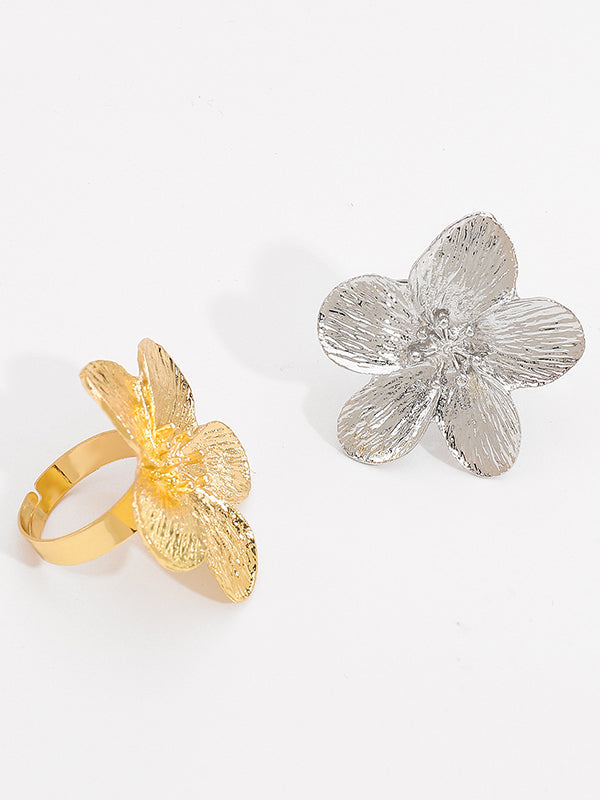 Parure collier et bague en forme de fleur