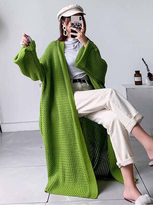 Cardigan en tricot à fil épais, ample, surdimensionné, couleur unie, urbain, manteaux