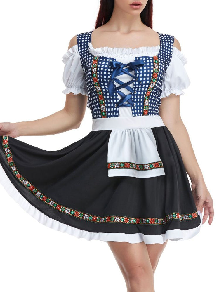 Robe Dirndl à Carreaux Classique pour Femmes - Oktoberfest