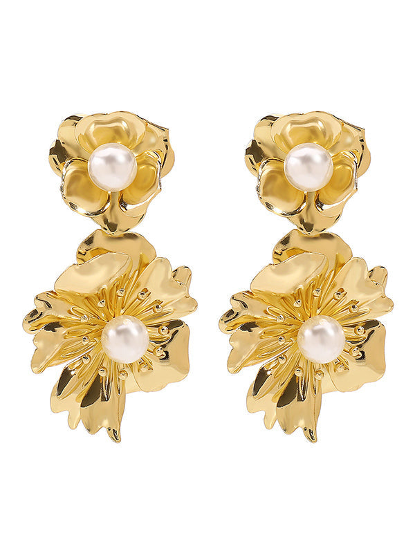 Boucles d'oreilles pendantes en forme de fleur