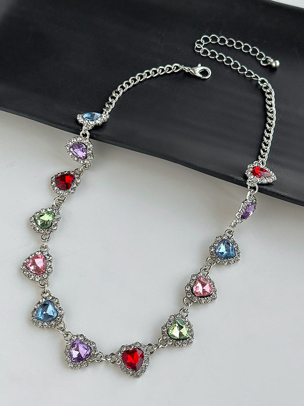Collier géométrique en forme de cœur