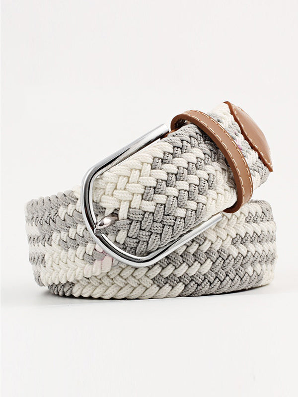 Ceinture tissée de couleurs contrastées simples, 20 couleurs