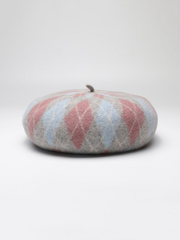 Béret vintage en laine, couleur contrastée