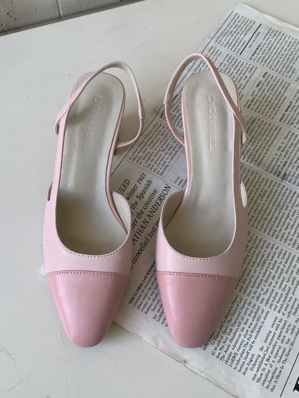 Chaussures à brides rondes à bout pointu de couleur contrastée