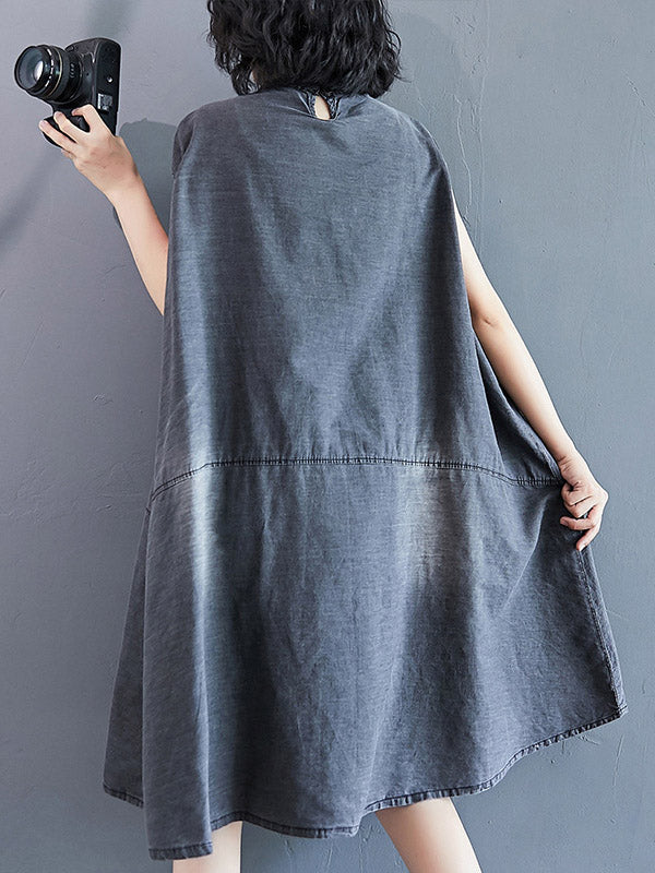 Robe à empiècements, à poche, en jean