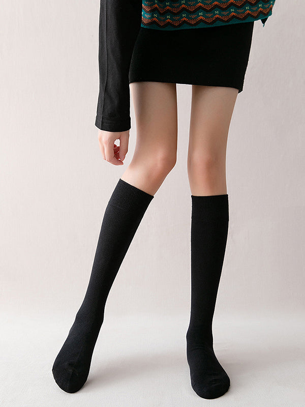 Chaussettes décontractées chaudes couleur unie