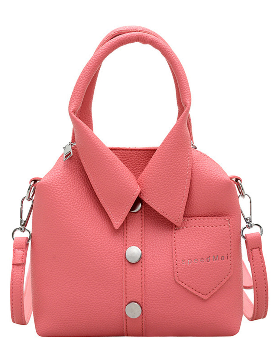 Sac à main bandoulière géométrique boutonné couleur unie