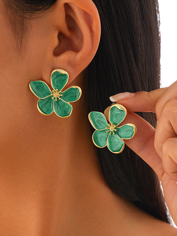 Boucles d'oreilles pendantes en forme de fleur, à pompons