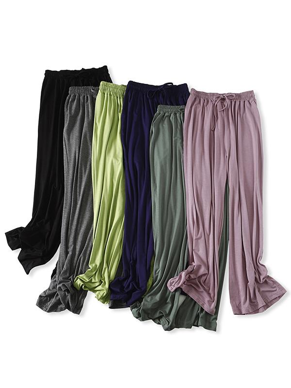 Pantalon confortable ample à cordon de serrage, couleur unie