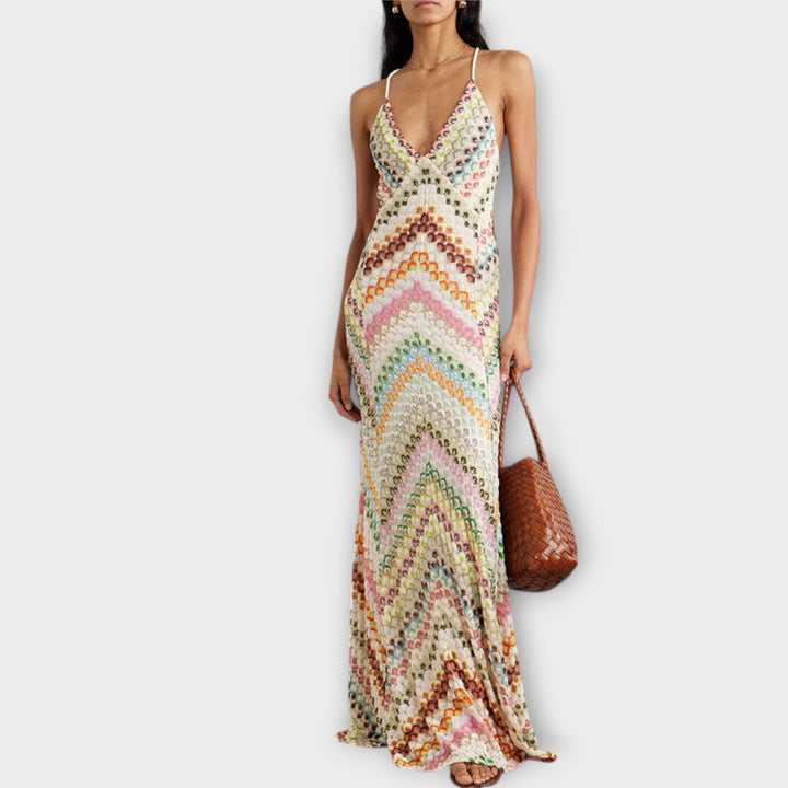 Remi - Missoni Robe Maxi à Motif Chevron Multicolore