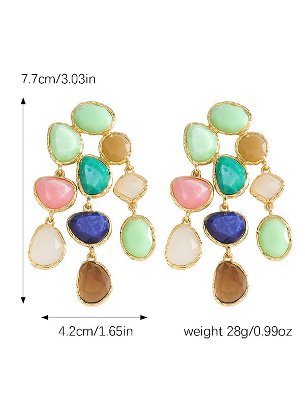 Boucles d'oreilles pendantes géométriques à pompons