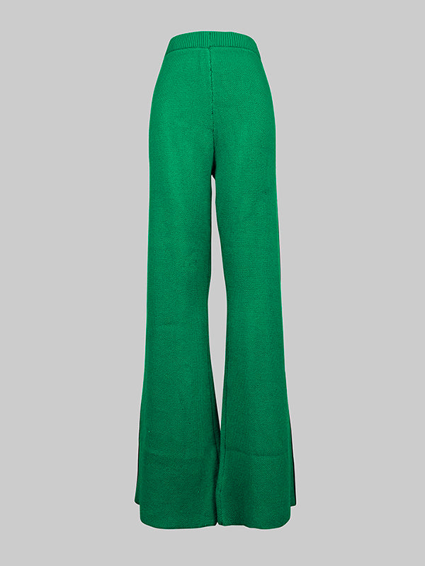 Pantalon ample taille haute, couleur contrastée