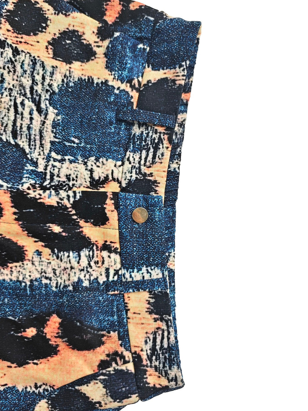 Pantalon ajouré boutonné à fermeture éclair, à empiècements, à poches, à imprimé léopard, à jambes larges, taille haute