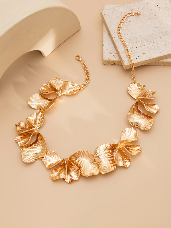 Collier à imprimé floral, couleur unie