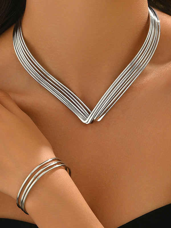 Parure bracelet et collier géométrique