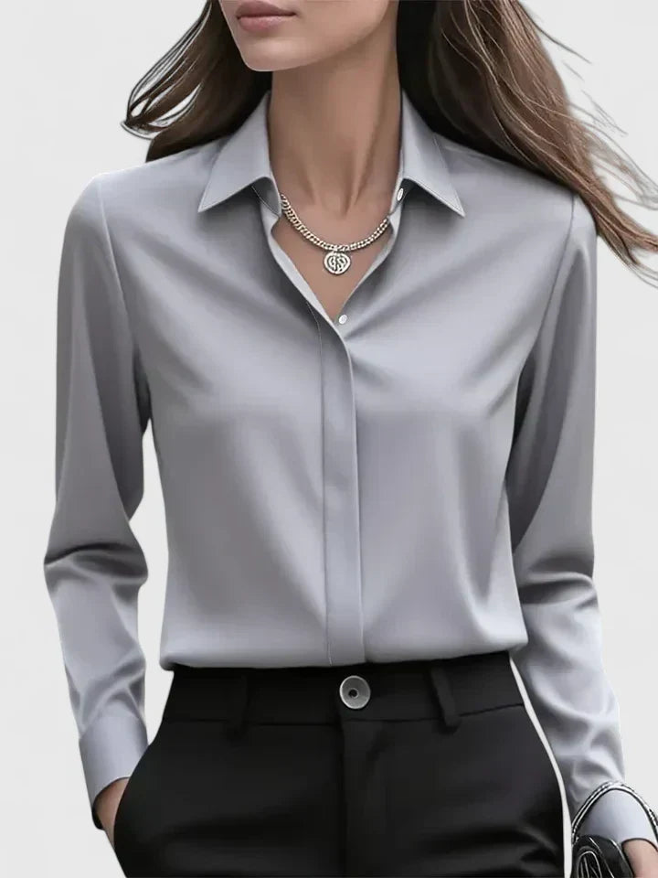 Anja | Blouse à Boutons Satinée pour Femmes