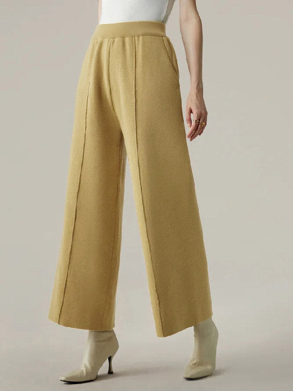 Pantalon à jambes larges, couleur unie