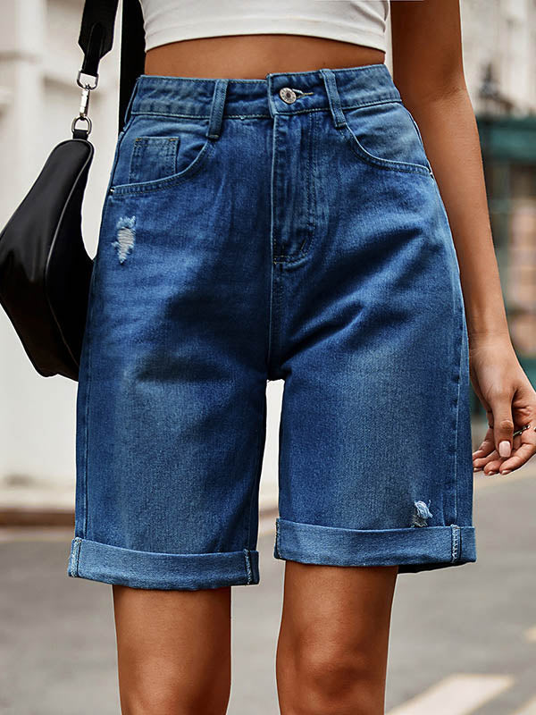 Short ample boutonné taille haute, à poches