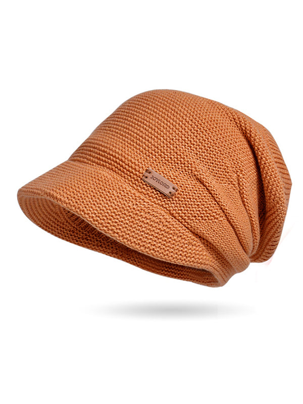 Chapeaux à empiècements de couleur unie à bord plat Chapeaux tricotés