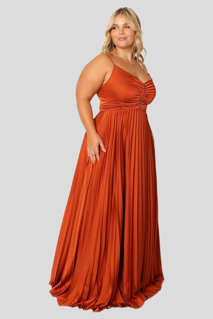 Elise – Robe midi plissée pour occasions élégantes