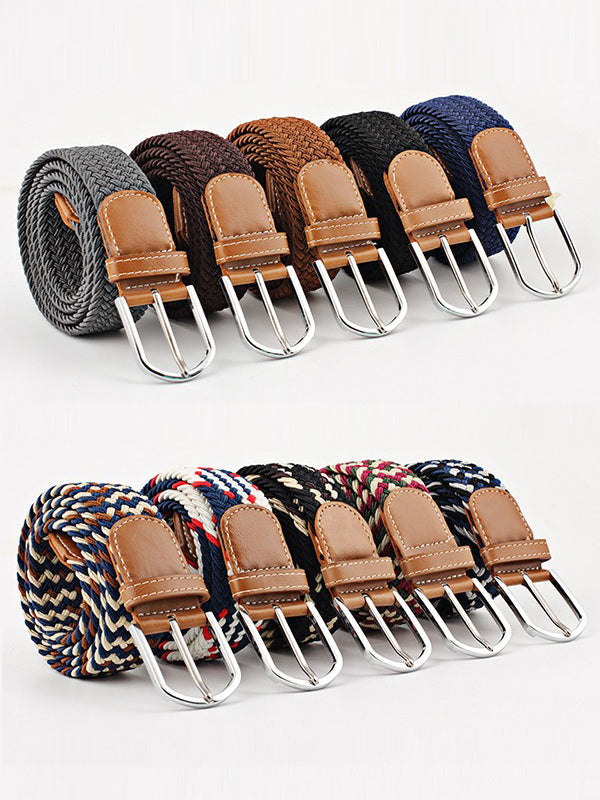 Ceinture tissée de couleurs contrastées simples, 20 couleurs