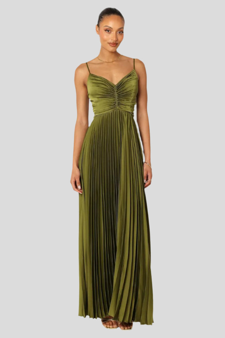 Elise – Robe midi plissée pour occasions élégantes