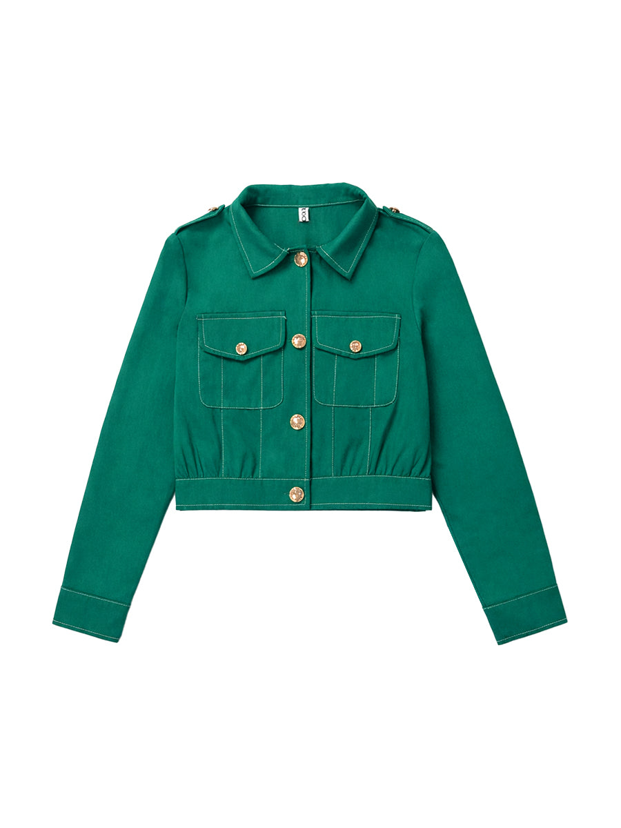 Veste à manches longues, à empiècements, à col revers