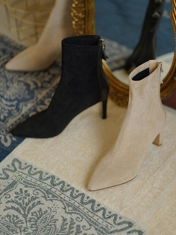 Bottes à fermeture éclair à bout pointu et à empiècements Bottes chaussettes