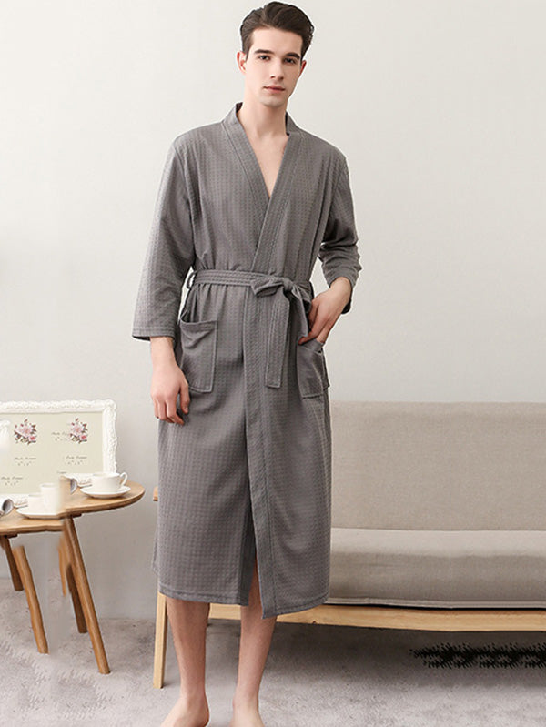Robe de pyjama fine à bandage solide et confortable