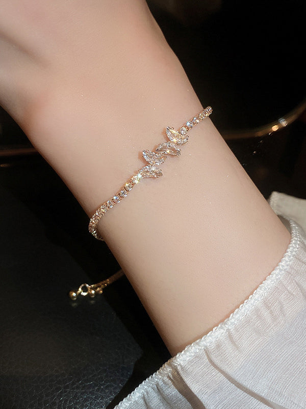 Bracelet réglable géométrique brillant à strass