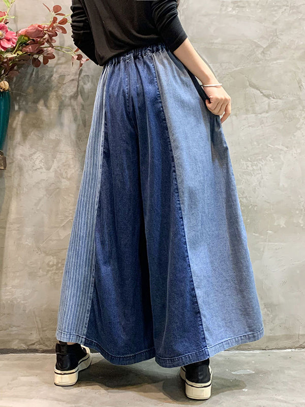 Bas de pantalon en Jean à carreaux, ample, élastique, avec cordon de serrage, à empiècements, neuvième pantalon