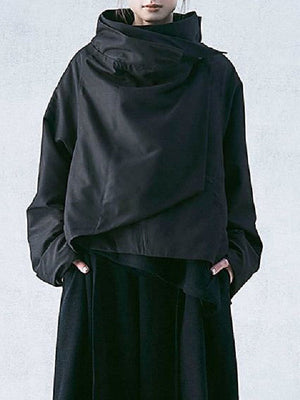Veste décontractée ample noire à col montant