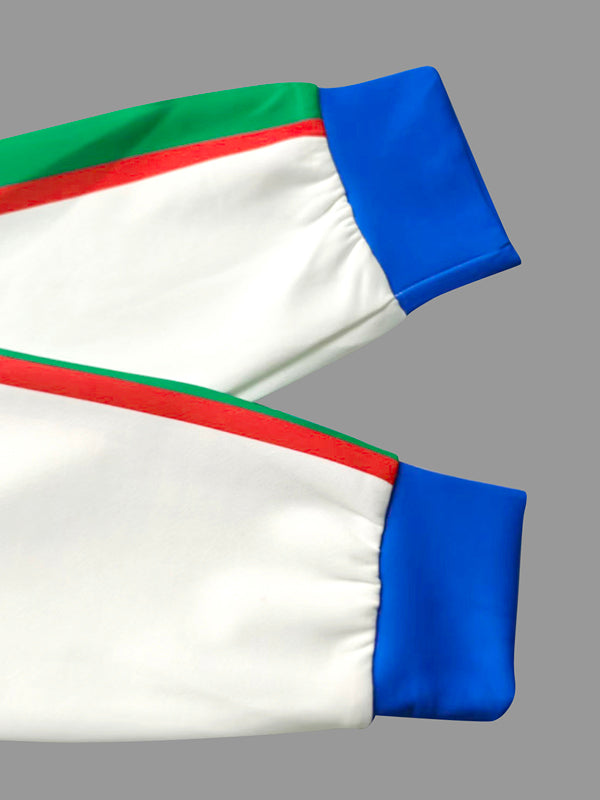 Veste ample rayée à manches longues, à fermeture éclair, à col revers, couleur contrastée