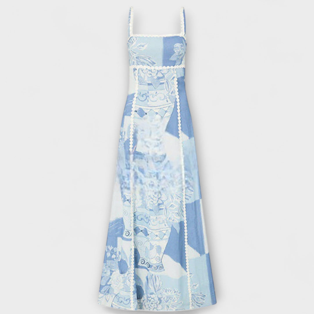 Terazza Ric Rac - Robe maxi évasée en lin avec design slip